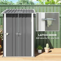 Outsunny 3.3 x 3.4ft Lean To Steel Garden Shed, with Locking Door - Grey(m-5)