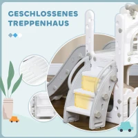 AIYAPLAY Kinderrutsche, 5 in 1, Kleinkinderrutsche mit Basketballkorb, Teleskop Klettergerüst Grau 70 x 177 x 92 cm(m-6)