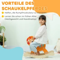 AIYAPLAY Schaukelpferd mit Löwen-Design, 25 kg Belastbarkeit, 2-5 Jahre, Holz, Orange(m-4)