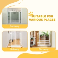 PawHut Cancelletto di Sicurezza per Bambini e Cani con Blocco Doppio e Chiusura Automatica, 76-89 cm, Bianco(m-4)