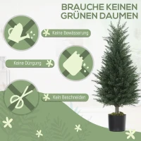 HOMCOM set van 2 cipres-kunstplanten, 362 kunststofbladeren, pot, UV-bestendig, groen(m-5)