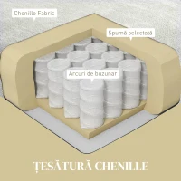 HOMCOM Canapea Modulară de 4 Locuri cu 2 Fotolii pentru Picioare, Perne pentru Brațe și Spătar, 313x149x88 cm, Crem Alb(m-5)