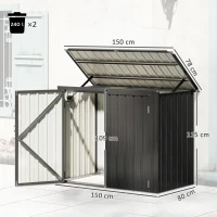 Outsunny Coffre à poubelles pour 2 poubelles verrouillable Housse avec couvercle rabattable Gris foncé(m-3)