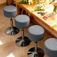 HOMCOM Taburete de Cocina Regulable en Altura 52-66 cm Tapizado en Pana Giratorio en 360° Gris(m-9)