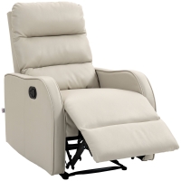 HOMCOM Sillón Relax Reclinable Sofá Relax Tapizado en PU con Reposapiés Retráctil para Dormitorio Salón 65x89x100 cm Crema