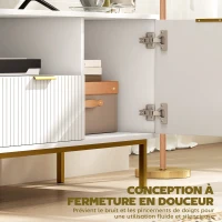 HOMCOM Meuble TV, meuble télé pour 40 pouces avec 2 portes à fermeture douce, tiroir et compartiment ouvert, 120x39x54cm, blanc(m-5)