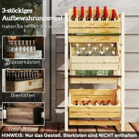 Outsunny Getränkekistenregal für 3 Getränkekisten Getränkeregal Holz Kistenregal mit 3 Ebenen 56 x 32 x 112 cm Naturholz(m-4)