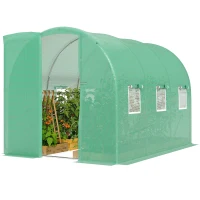 Outsunny Estufa 3x2x2 m Folientunnel com Porta de Batente Trancável 6 Janelas de Rede Enroláveis Barras de Suporte(m-6)