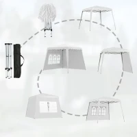 Outsunny Pop Up Gazebo with 2 Sides - Slant Legs and Carry Bag, Height Adjustable UV50+ Party Tent Event Shelter for Garden, Patio; 2.4 x 2.4m Top / 2.9 x 2.9m Base, White(m-9)