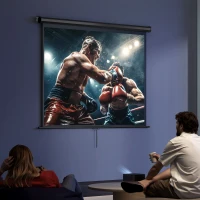 HOMCOM Écran de projection de 84 pouces, écran vidéoprojecteur, 4:3 4K HD, fixation mur ou plafond, 181l x 8P x 138H cm, noir(m-10)