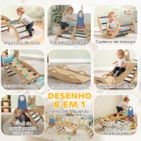 AIYAPLAY Triângulo de Escalada Montessori 7 em 1 Estrutura de Escalada de Madeira Tema de Foguete Azul(m-4)