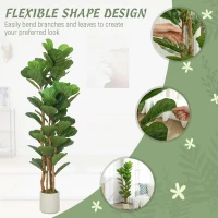 HOMCOM 150cm Artificial Fiddle Leaf Fig Tree - Green(m-6)