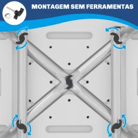 HOMCOM Cadeira de Duche para Idosos com Encosto e Altura Ajustável em 6 Níveis, Carga Máxima de 136 kg Azul Claro e Branco(m-6)