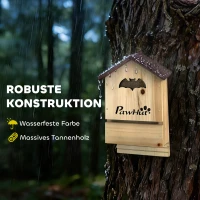 PawHut Fledermauskasten 3er Set aus Tannenholz Fledermaushaus für Fledermäuse zum Aufhängen für Gärten, 21,5 x 11,5 x 34 cm(m-5)