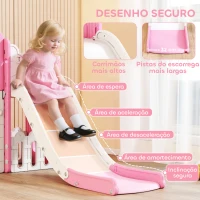 AIYAPLAY Escorrega Infantil 7 em 1 para Crianças Tema de Sapo com Aro de Basquetebol Túnel Quadro Telescópio de Brincar Trepador 176x150x94 cm Rosa(m-5)