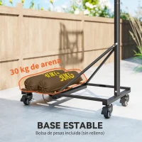 SPORTNOW Canasta de Baloncesto para Exterior Ajustable de 235-305 cm con Tablero Irrompible 110 cm Saco de peso y Ruedas Negro(m-6)
