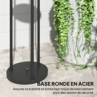Outsunny Outdoor Solar Floor Lamp in Woven Resin, 3-Light Lamp with Sensor and Shelf, Ø37 x 144 cm, Yellow(m-5)