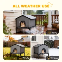 PawHut Outdoor Cat House, Waterproof Insulated Cat Kennel with Elevated Base, Foldable Feral Kitty Shelter for Kittens, Grey(m-5)