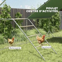 PawHut Perchoir pour poules à 5 niveaux en bois de pin et acier, échelle balançoire, 82 x 150 x 110 cm, argent(m-4)