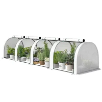 Outsunny Estufa de Túnel Resistente ao Inverno com Porta Enrolável com Zíper 395x100x80 cm Branco(m-7)