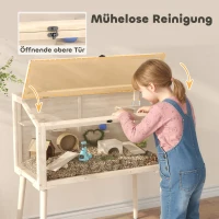 PawHut Hamsterkäfig, Zwerghamstergehege, Kleintierstall mit Zubehör, Wasserflasche, 110 x 52 x 101 cm, Holz, Kunststoff(m-6)