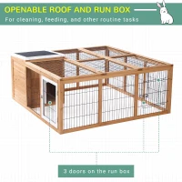 PawHut Rabbit Hutch Outdoor, Guinea Pig House, Bunny Run Cage with Openable Top for 1–2 Rabbits, 123 x 120 x 52cm, Yellow(m-5)