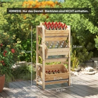 Outsunny Getränkekistenregal für 3 Getränkekisten Getränkeregal Holz Kistenregal mit 3 Ebenen 56 x 32 x 112 cm Naturholz(m-3)