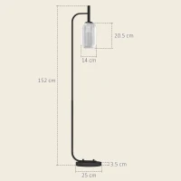 HOMCOM Floor Lamp for Living Room with Glass Lampshade, Modern Standing Lamp with Foot Switch for Bedroom, Bulb not Included, Black(m-3)
