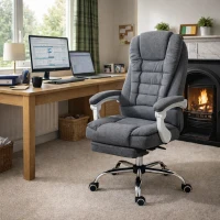 Vinsetto Reclining Office Chair with Footrest, Ergonomic, Executive, Linen(m-2)