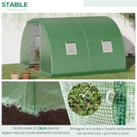 Outsunny Serra a Tunnel da Esterno 3x3x2m con Copertura in PE, Porta con Cerniera e 4 Finestre, Verde(m-5)