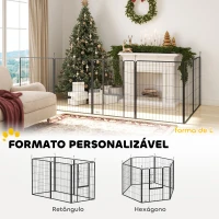 PawHut Parque para Cães com 6 Painéis de 100 cm de Altura com Porta para Interior e Exterior Preto(m-4)