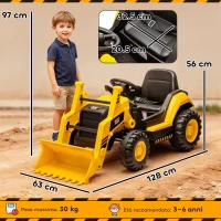 AIYAPLAY Ruspa Elettrica per Bambini 3-6 Anni Marchio Ufficiale Caterpillar 12V con Telecomando, Giallo(m-3)
