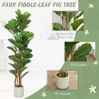 HOMCOM 150cm Artificial Fiddle Leaf Fig Tree - Green(m-4)
