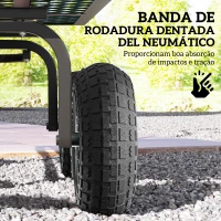 Outsunny Conjunto de 4 Rodas para Carrinho Pneus de Borracha Ø255 x 75 mm Eixo de 16 mm Carga 80 kg Preto(m-4)