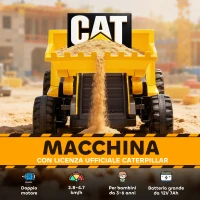 AIYAPLAY Ruspa Elettrica per Bambini 3-6 Anni Marchio Ufficiale Caterpillar 12V con Telecomando, Giallo(m-4)