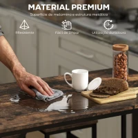 HOMCOM Conjunto de Mesa de Bar com 4 Bancos com Apoio para os Pés Mesa de 100x60x88cm e Bancos de 32x32x57cm Preto e Nogueira(m-7)