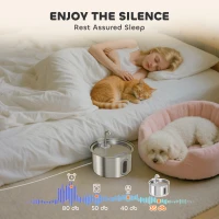 PawHut 2.5L Stainless Steel Cat Water Fountain for Drinking with Ultra-Silent Pump, Water-Level Window, 7 Filters(m-8)