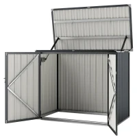 Outsunny Coffre à poubelles pour 2 poubelles verrouillable Housse avec couvercle rabattable Gris foncé(m-1)