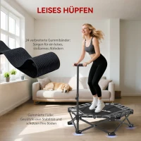 SPORTNOW Fitnesstrampoline met verstelbare T-handgreep, opvouwbaar, draagtas, 120 kg draagvermogen, staal, kunststof, zwart(m-7)