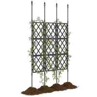 Outsunny Foldable Garden Trellis, Lattice Climbing Support Trellis for Garden, DIY Assembly, 85 x 197 cm, Black(m-10)
