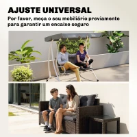 Outsunny Almofada para Banco de Jardim com Encosto, 100x98x8 cm, Almofada de Banco de 2 Lugares para Interior e Exterior com Enchimento Espesso e Tiras de Fixação, para Baloiço, Terraço, Varanda Cinzento Escuro(m-8)