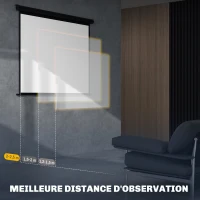 HOMCOM Écran de projection de 84 pouces, écran vidéoprojecteur, 4:3 4K HD, fixation mur ou plafond, 181l x 8P x 138H cm, noir(m-6)