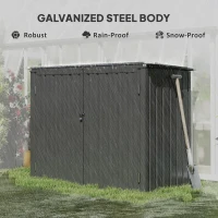 Outsunny Coffre à poubelles pour 2 poubelles verrouillable Housse avec couvercle rabattable Gris foncé(m-4)