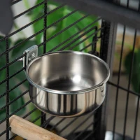 PawHut 156cm Bird Cage,Large Parrot Cage with Open Play Top, Perch, Seed Guard, Wheels, Storage Shelf, Dark Grey(m-9)