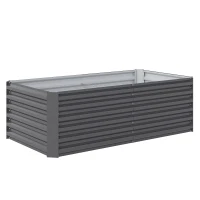 Outsunny Raised Garden Bed with Open Bottom and Rounded Edges, 180x90x57.5 cm, Dark Gray(m-1)