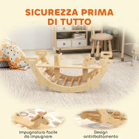 AIYAPLAY Arco Montessori in Legno per Bambini 2-4 Anni Convertibile in Dondolo 110x52x45 cm, color Legno(m-6)
