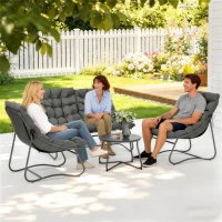 Outsunny Four-Piece Curved Seat Garden Sofa Set - Grey/Black(m-8)
