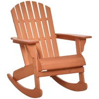 Outsunny Sedia Adirondack in Legno, Sedia a Dondolo per Giardino ed Esterni Impermeabile, 77x94x97cm Teak(m-11)