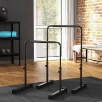 SPORTNOW Dips barre parallèle Station de Musculation Réglable en Acier, hauteur réglables avec 4 niveaux pour Dips, Push Up, Parallettes Fitness, noir(m-10)
