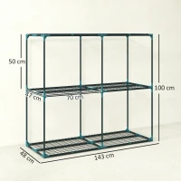 Outsunny Support pour plantes à 3 niveaux ouvert en acier et plastique, 143x48x100 cm, Vert foncé(m-3)